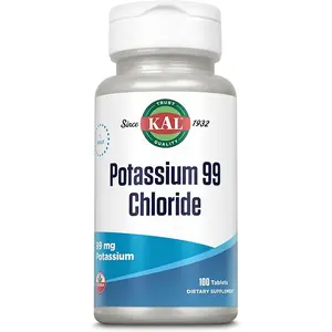 KAL Potassium 99 Chloride - 99 mg Potassium Chloride Supplement Pills, Electrolytes Tablets for Overall Health for Women and Men - 100 Tablets Healthcare Vitamin
