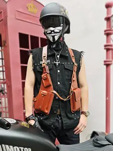 Medieval Steampunk Festival Leather Harness Bag Gothic Shoulder Phone Purse Holster Pouch Viking Pirate Double Hidden Pocket Bag Belt Shoulder Bags