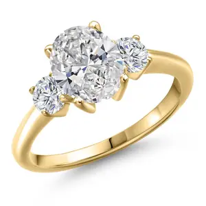 Gem Stone King 10K Yellow Gold IGI Certified Lab Grown Diamond Engagement Ring For Women | 2.04 Cttw | Center 1.50 Ct Oval Cut | D-E Color | VS1-VS2 Clarity