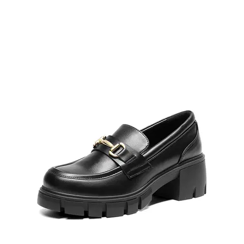 Dream Pairs Women's Chunky Slip-On Loafers - Round Toe, Striking Bit Accent, 5mm Comfortable Synthetic Leather Work & Casual Daily Statement Shoes,outdoorfun