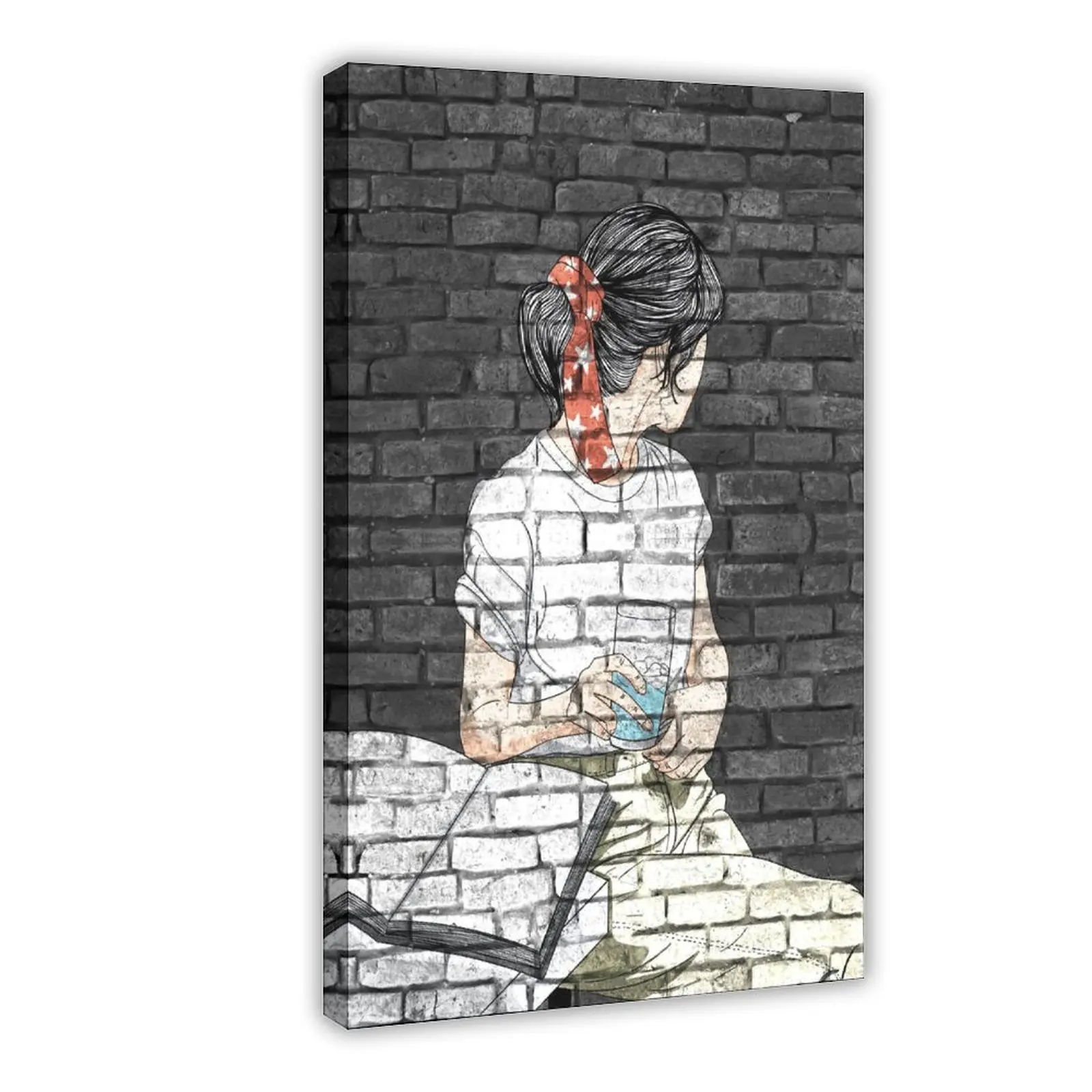 Girl Learning Graffiti Art Canvas Poster Wall Art for Home Bedroom Office Dorm Room Decor