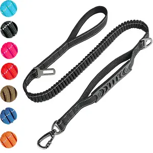 High Elastic Tactical Dog Leash for Large Dogs, Heavy Duty Anti-Pull Shock Absorbing Pet Walking Lead