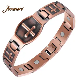 Jecanori Pure Copper Bracelet for Men, Mens Copper Cross Bracelet, Copper Jewelry Gift with Sizing Tool Trendy Stack Bangle