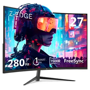 Z-EDGE 27 inch 280Hz Gaming Monitor 1ms Response Time HDR AMD FreeSync 1080P Wraparound Vision Curved Display Dual HDMI DP Vesa Mount Christmas gift