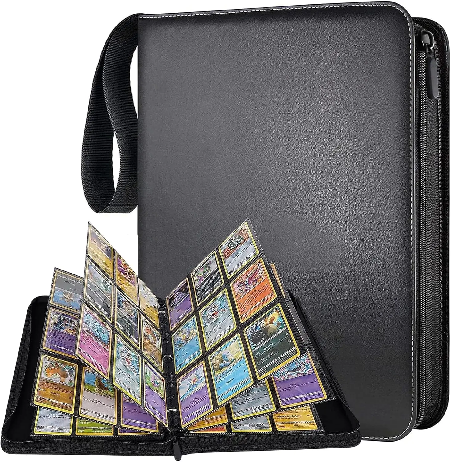 900 Pockets Trading Card Binder, Card Binder Album Folder with 50 Top-Loading Page Sleeves, 9 Pocket Card  PU Leather Binder for Game Cards, Sports Ca