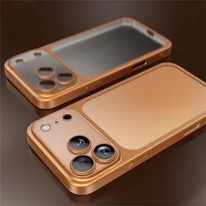 Minimalist Ice Feel Clear Matte Electroplated Camera Protection Case Compatible with iPhone 17 Pro Max/17 Pro/17/17 Air/16/15 Transparent with Lens Film, Mobile Accessory, Gadget Cover, Modern Aesthetic, Sleek Style, Scratchresistant