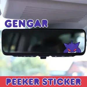 Gengar Peeker Sticker for Car Rearview Mirror, Car Decoration Decal Gift for Girlfriend/Boyfriend Husband/Wife, Cute and Small Pokemon Sticker for