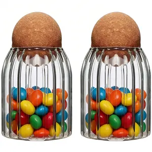 2 Glass Sealed Jars, Food Grade Borosilicate Glass, Vacuum Seal Cork Balls, Coffee Bean Jar, Nut Jar, Biscuit Jar, Snack Jar