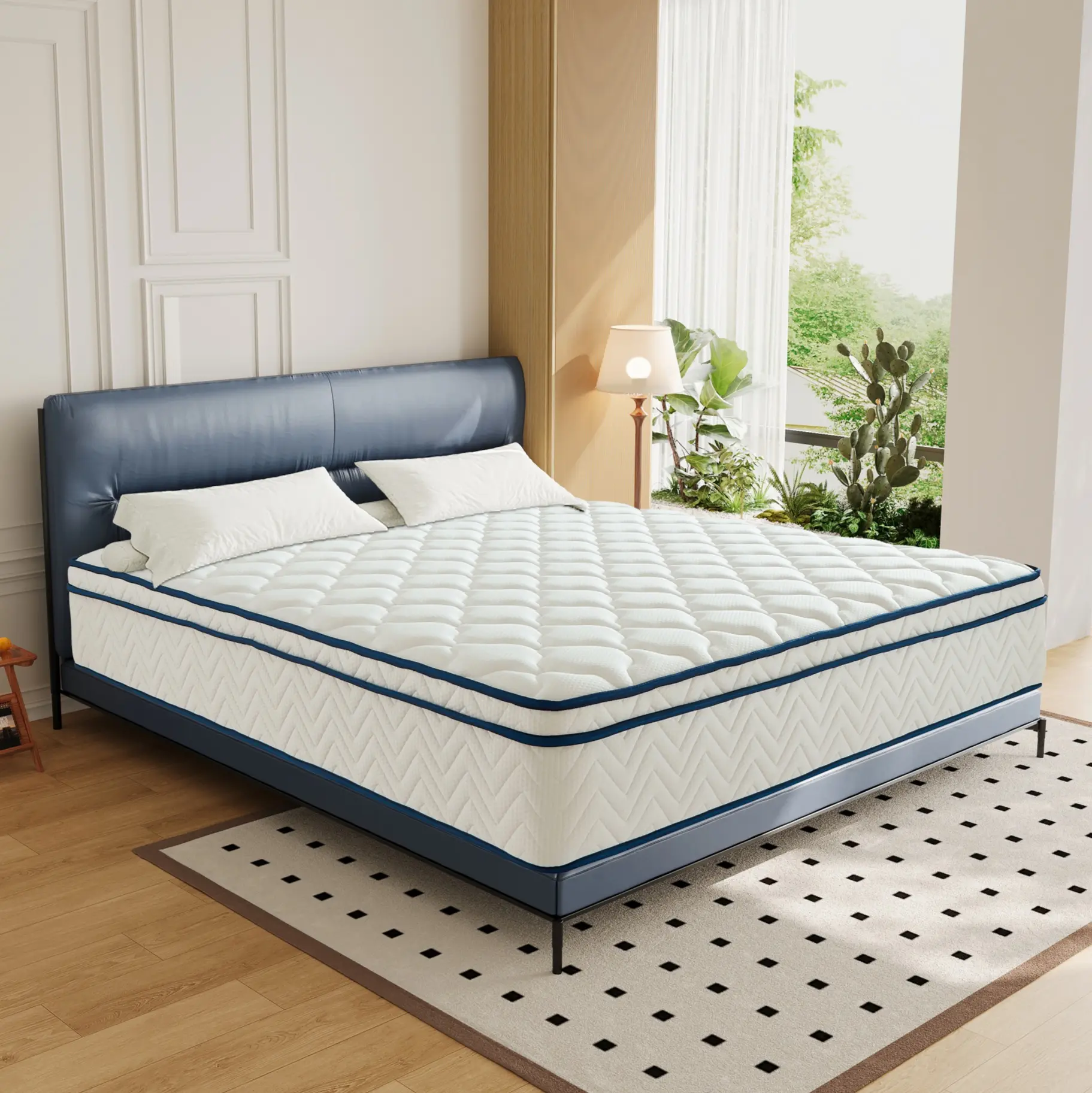 Full Size Cooling Hybrid Mattress with Gel Memory Foam – Fiberglass-Free, Medium Firm Support, Pressure Relief Design, Pocketed Coil System for Motion Isolation