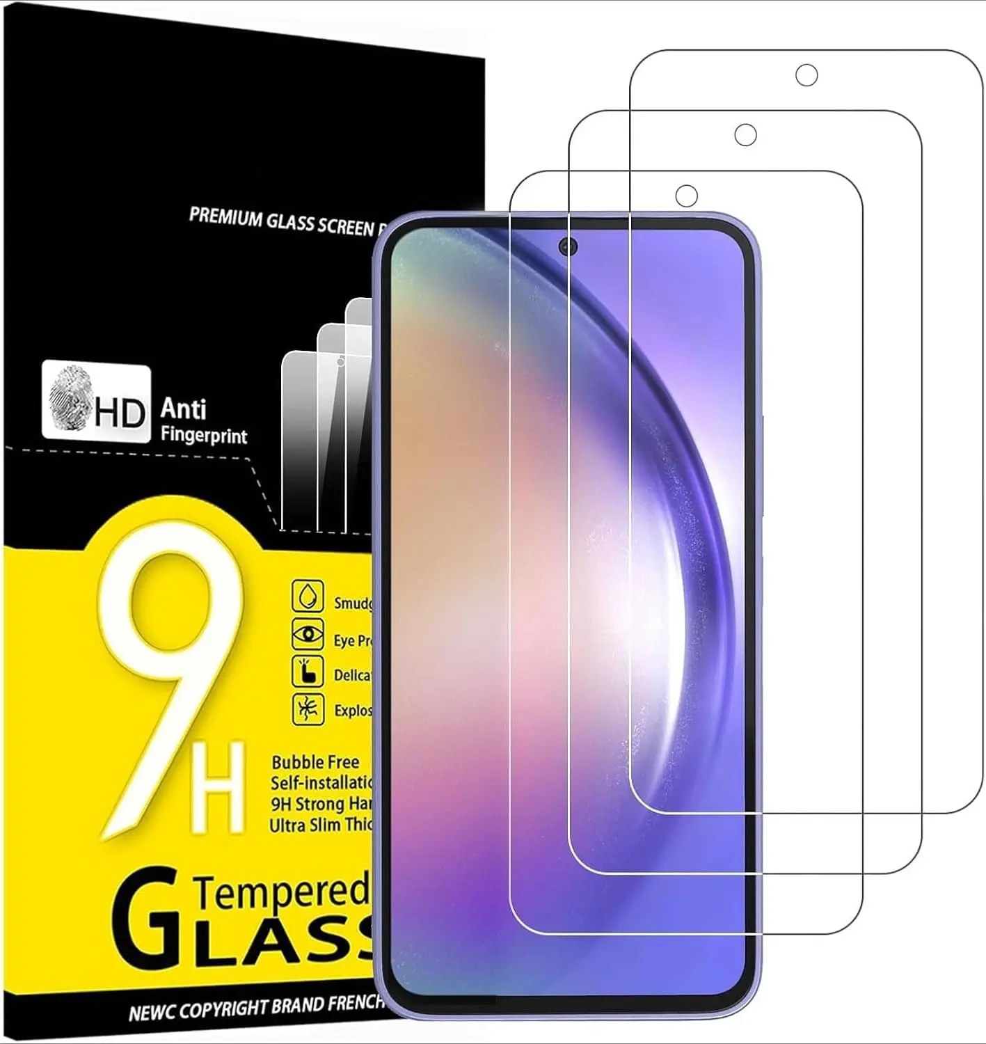 3 Pack Designed for Samsung Galaxy A54 5G, Screen Protector Tempered Glass, 9H Hardness, HD Screen Protector, 0.33 mm Ultra Clear, Ultra Resistant