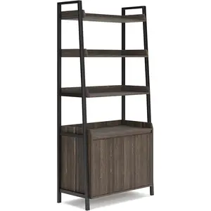 Modern Bookcase with Lower Cabinet, Dark Brown