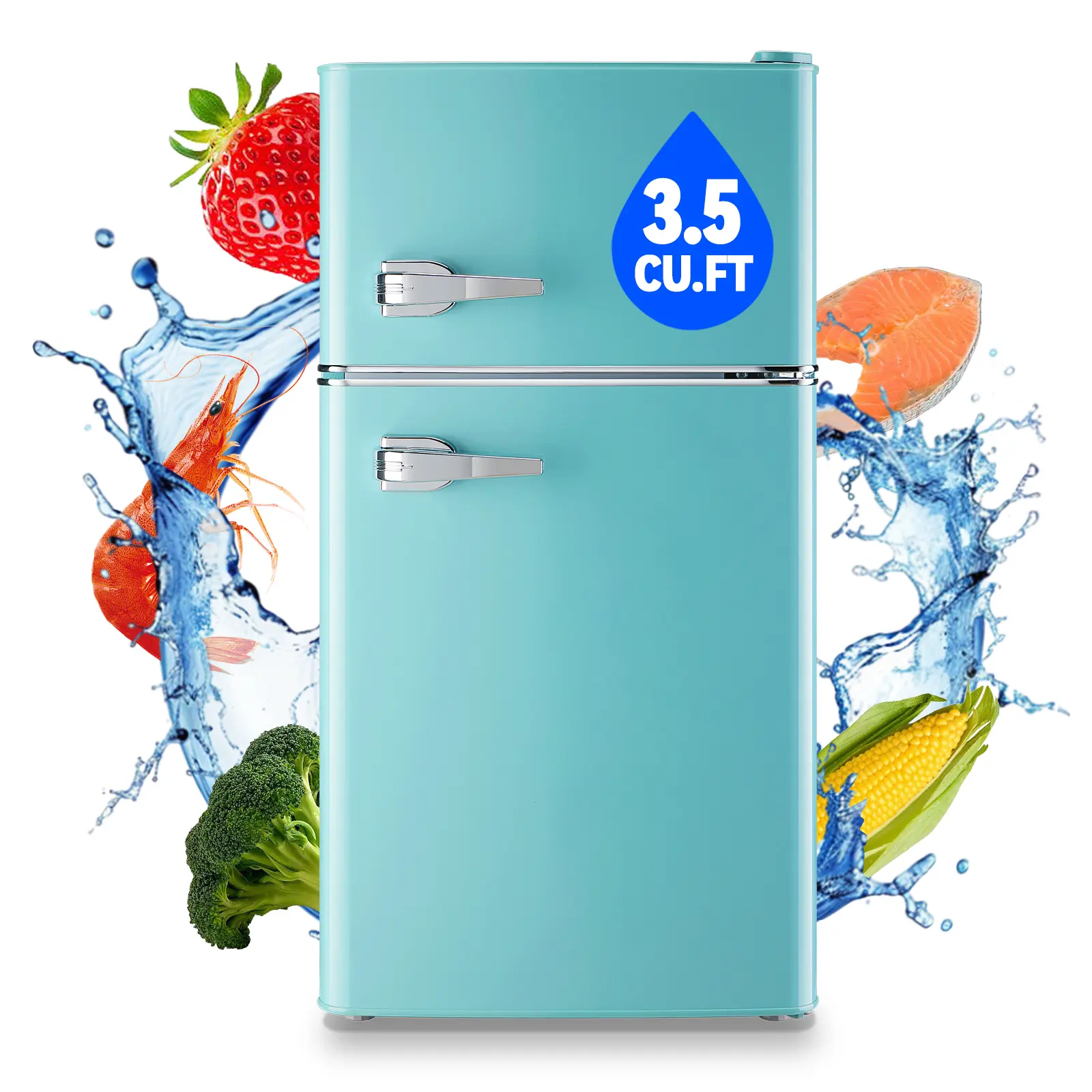 TACOOL 3.5 Cu.ft Retro Compact Mini Fridge with Freezer, 2-Door Small Refrigerator with 7 Adjustable Temp for Home Users, Ideal for Freezing Food