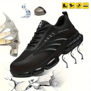 Men's steel-toe sports non-slip work shoes, low-top style with breathable mesh material, featuring anti-smashing, anti-piercing, shock-absorbing and wear-resistant properties. Footwear, a Father's Day gift. Boy Worker