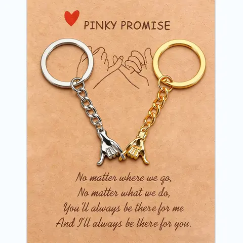 Sicbumi Pinky Promise Stylish Keychains, Intimate Matching BF and GF Couple Gifts for Best Friends, 1-Year Anniversary & Birthday Gifts for Him, Festive Gifting Option for Wife Husband