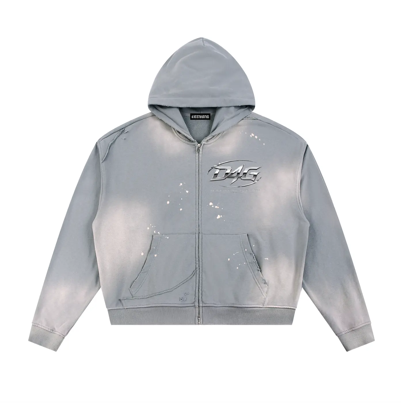 D4G Distressed Fleece Zip Hoodie