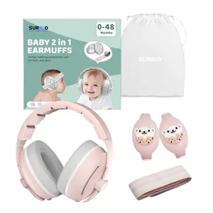 SURAVO 2-in-1 Baby Noise-Cancelling Earmuffs – Adjustable & Certified Earmuffs for Ultimate Hearing Protection (0-48 Months) – Safe, Soothing & Perfect for Sleep, Travel & Outdoor Adventures