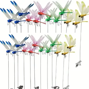 12 pieces of dragonfly insect traps, 3D artificial dragonfly hat traps, dragonfly garden decorations, dragonfly trap insect repellents, bird and fly prevention devices for gardens, terraces, and balconies, Metal Clip Mosquito Repellent Hat Clip，Fishing