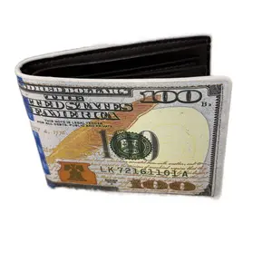 Wallet for Men with 100 Dollar Bill Print