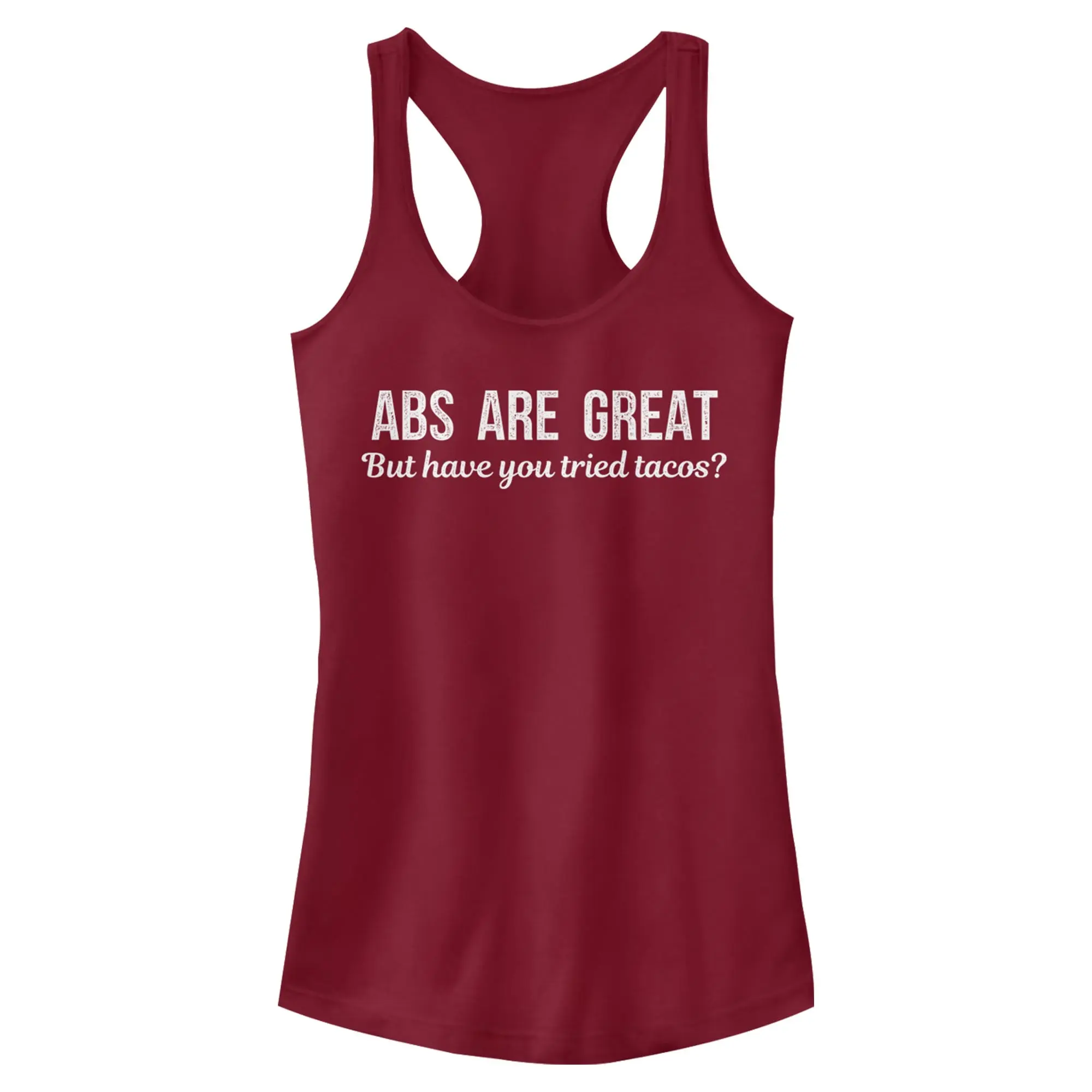Junior's Lost Gods Abs Are Great but Tacos Racerback Tank Top