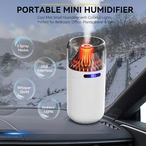 Portable Mini Humidifier, 360ml USB Car Diffuser Humidifier  with Colorful Lights. Perfect for Bedroom, Office, Plants, travel & Car