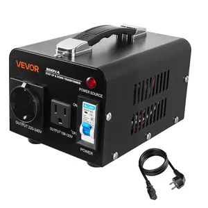 VEVOR Voltage Converter Transformer, 500VA, Heavy Duty Step Up/Down Power Transformer, Convert from 110V to 220V and 220V to 110V, with US Outlet, EU Outlet, Power Cord, Circuit Breaker Protection