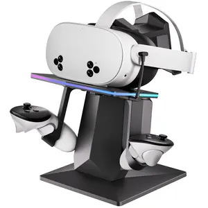 HURRA Charging Dock Compatible with Meta Quest 2/3/3S, Support Fast Charging VR Charging Station with RGB Light, Type-C Cable, VR Controllers Holder Stand
