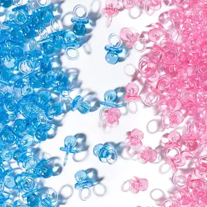 Mini Acrylic Pacifier Shaped Scatter, 100pcs/set Mixed Color Baby Shower Decoration, Cute Gender Reveal Party Table Scatter, Gender Reveal Party Favors, Gifts, Goodie Bag Stuffers