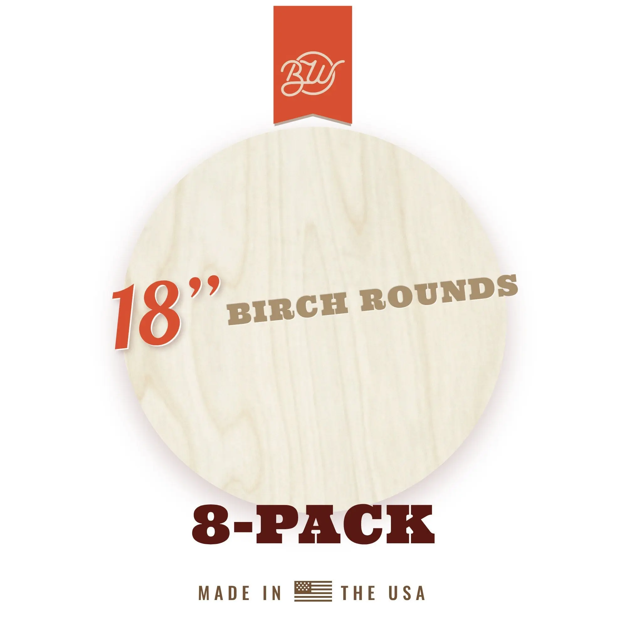 8-Pack · 18" Birch Wood Rounds · 1/4" Thick — Craft Ready