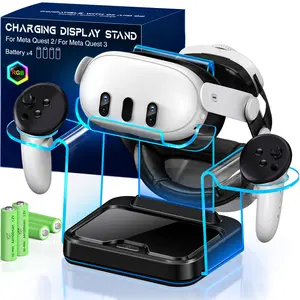 ESYWEN VR Charging Dock for Meta Quest 3/Meta Quest 2 Led Light VR Accessories Charger Station Controller Battery Pack