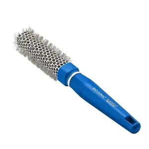 BIO IONIC OFFICIAL: BlueWave NanoIonic Conditioning Brush - Round Brush For Fast Bouncy Blowouts, Adding Volume & Smoothing Hair, with Crimped Bristles for Added Control, Smoothing & Shaping, For All Hair types