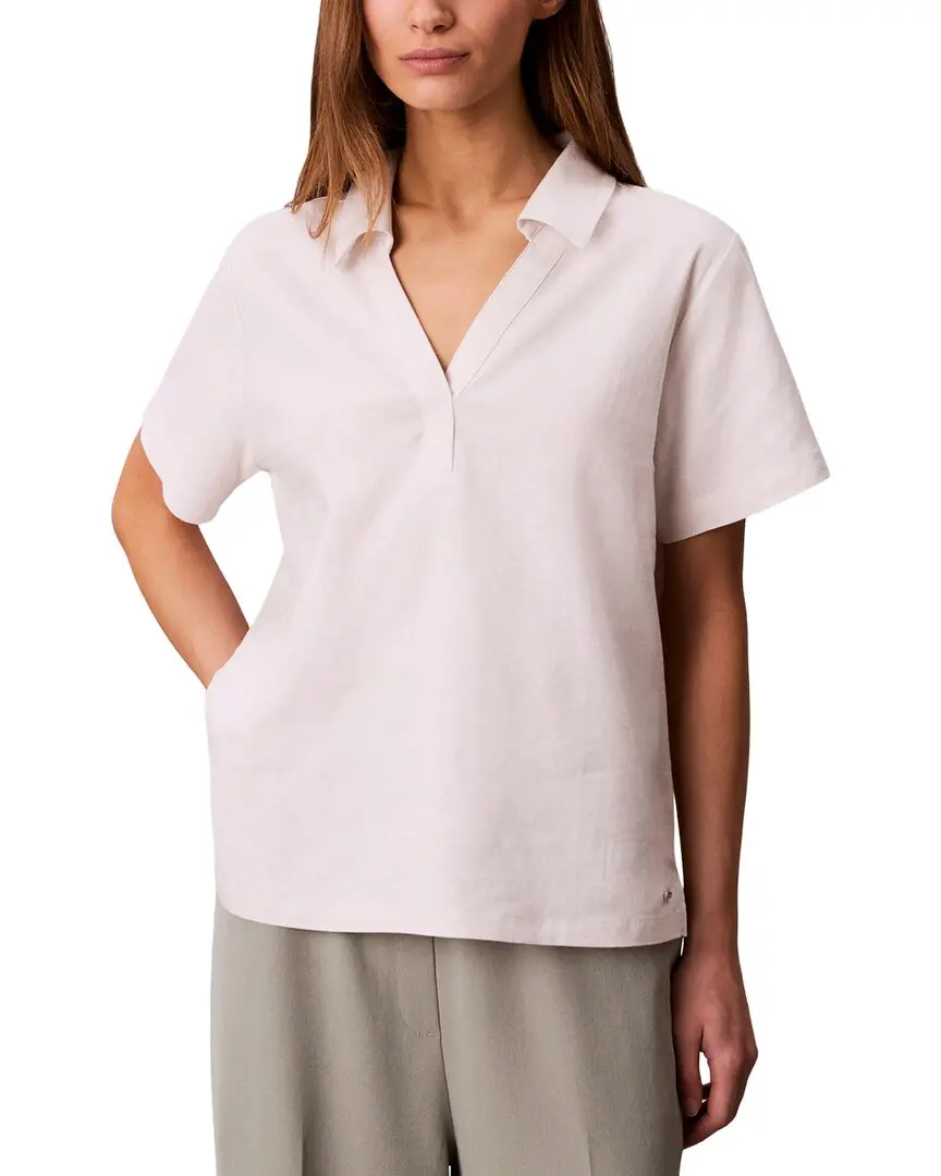 Calvin Klein Linen-Blend Polo T-Shirt