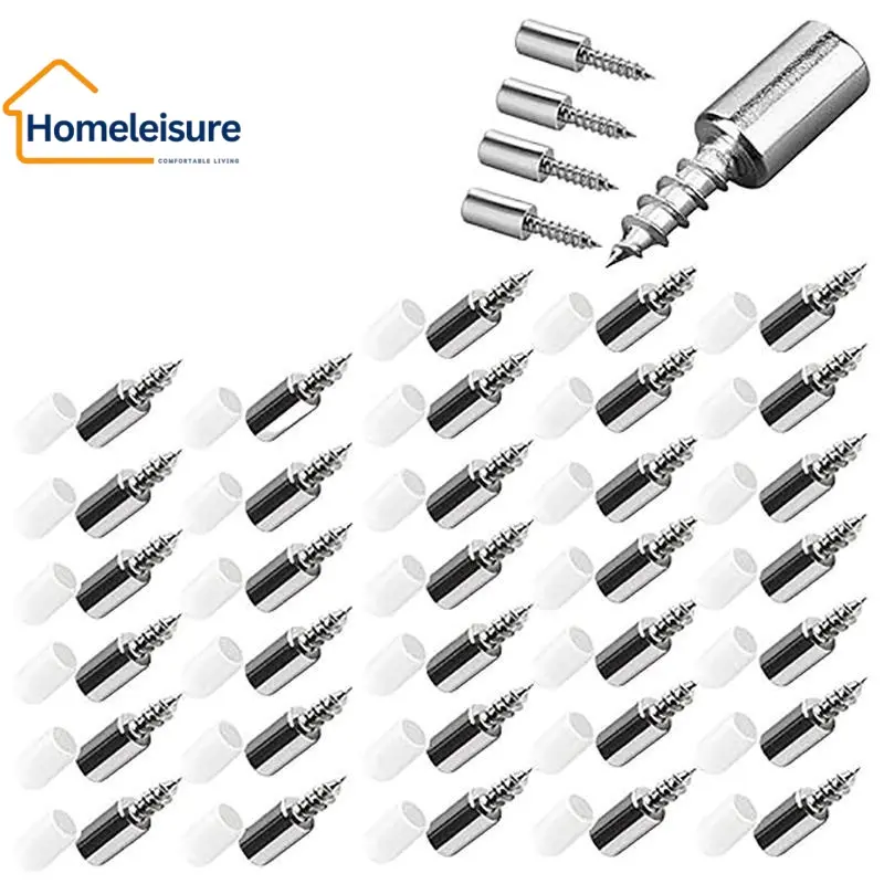 40Pcs Durable Wardrobe Cabinet Glass Partition Studs, Cross Self-Tapping Screws with Rubber Sleeves, Screw Plate Support Bracket for Sturdy Shelves, Spring Wardrobe Refresh Must-Have