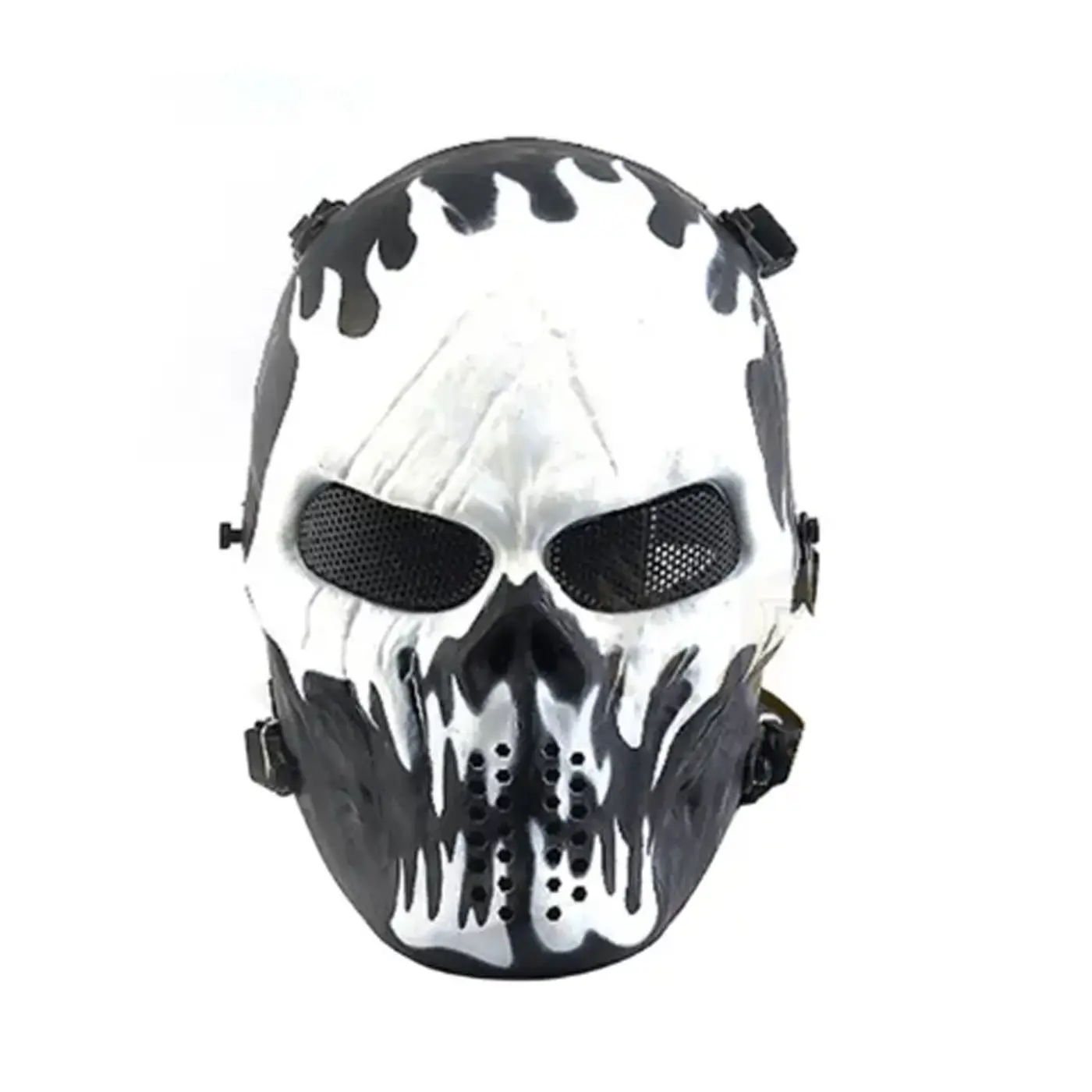 Painted Skull Flames Full Face Mask, Adjustable Breathable Protective Gear for Sports & Outdoor Activities