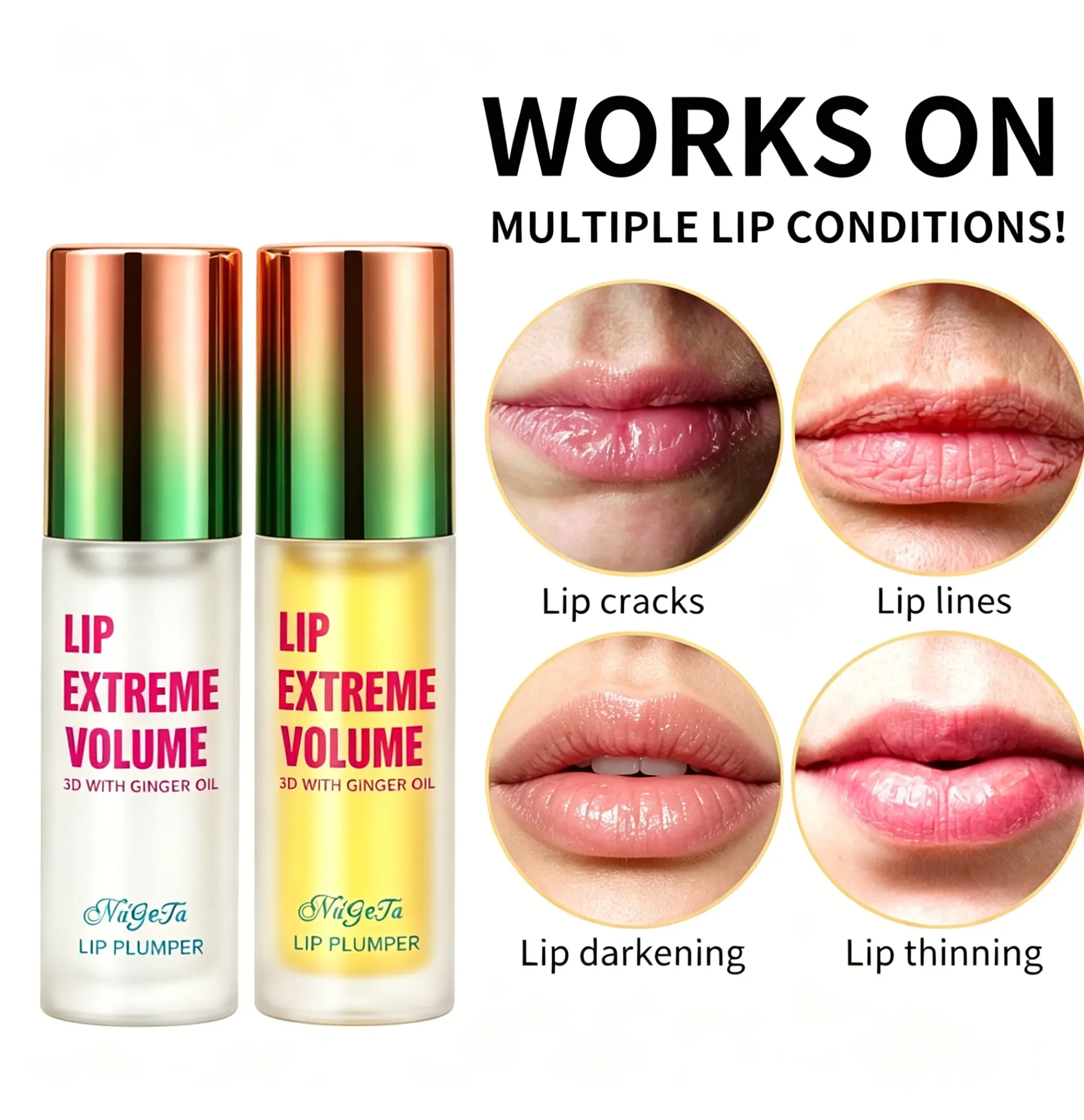 Day & Night Long-Lasting Lip Oil Serum Suitable for Skin Types - Instant Volumizing & Repairing Essence with Glossy Liquid Formula, Hydrating Lip Balm for Volume, Lip Plumper for Fine Line, for Alluring Lip Care for Daily Use