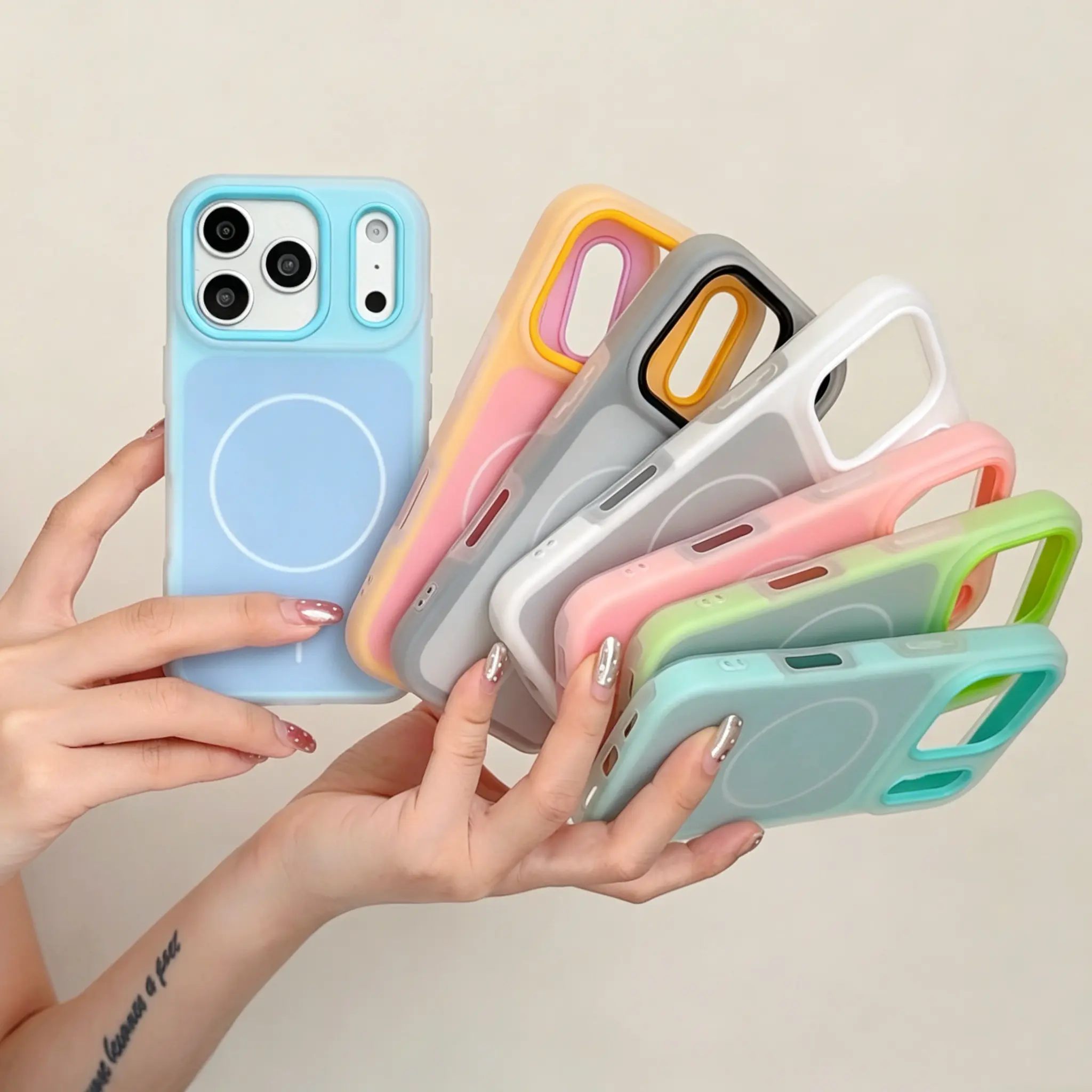 Candy Color Magnetic Case for iPhone 17 Pro Max 16 15 14 13 12 Case Pastel Color Translucent Matte Slim Thin Shockproof Protective Phone Cover for Women