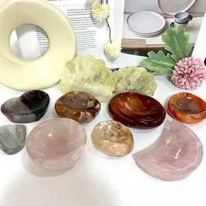 Different Maerail Crystal Bowl Stone Bowl for Altar Offering Bowl Red Agate Flower Agate Fluorite Rose Quartz Yellow Crystal From IG Crystal