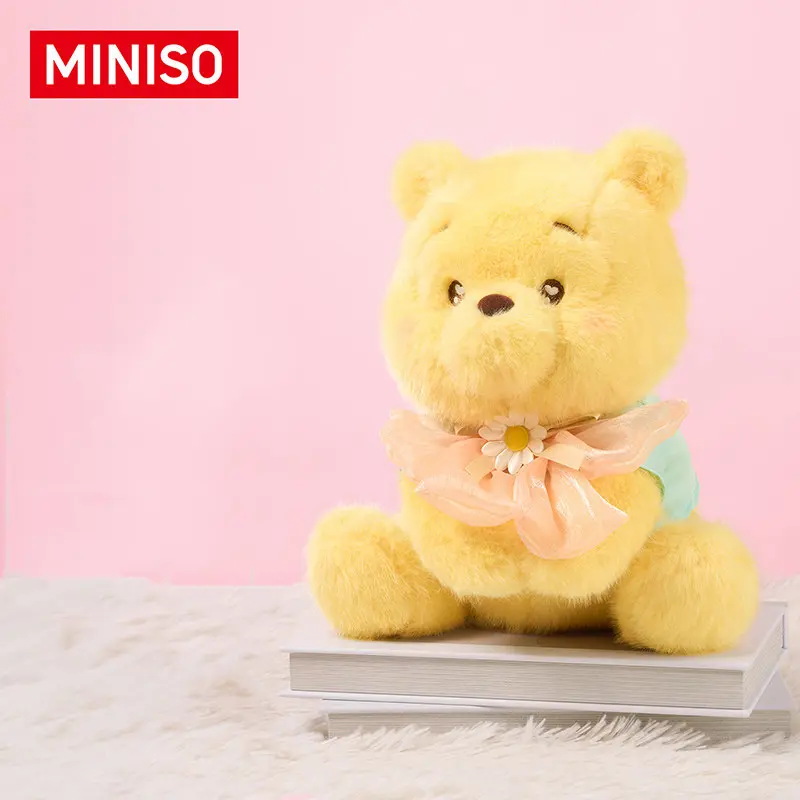 Disney Winnie the Pooh Series Bow Sitting Plush – Cute Collectible Figure, Perfect Gift for Pooh Fans, Adorable Honey-Loving Bear with a Sweet Bow for Everyday Cuddles!
