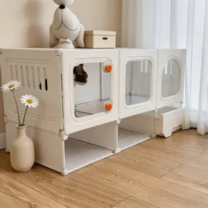 Extra Large Cat House Indoor, Hidden Litter Box Enclosure Furniture, White Cat Washroom Cabinet for Big Cats, Anti Urine Leakage