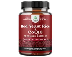 Red Yeast Rice with CoQ10 Supplement - Advanced Healthy Heart & Healthy Cholesterol Levels Formula for Men & Women - Red Yeast Rice Capsules with 1200 mg per Serving and CoQ10-120 Count