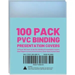 100 Pack 12 Mil PVC Binding Presentation Covers, Clear Report Covers for Binding,8.5x11 Inches,Letter Size