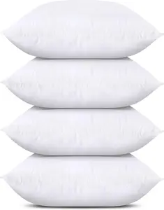 Throw Pillows (Set of 4, White), 18 x 18 Inches Pillows for Sofa, Bed and Couch Decorative Stuffer Pillow