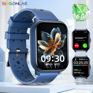 SIMSONLAB Smart Watch, message notifications, multiple sports modes, music control, custom watch faces, step counter, 260mAh battery life, voice assistant, weather, calculator, suitable for men and women, ideal holiday gift.