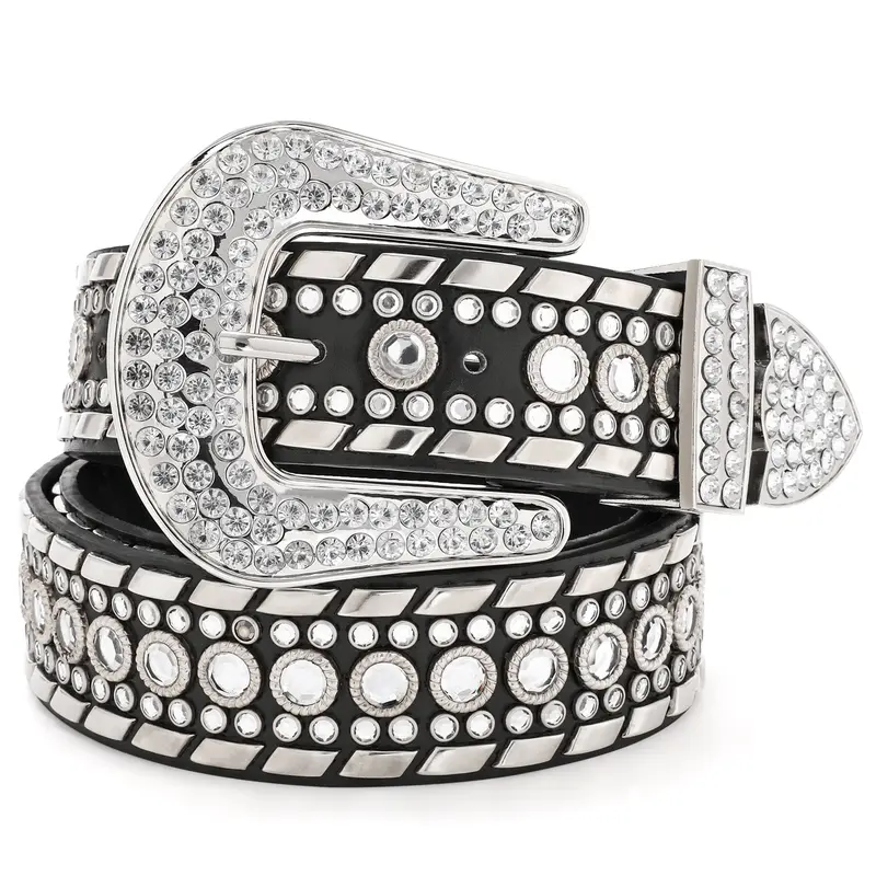 New? Rhinestone Belt for Western Cowboy Cowgirl Shine Crystal. Size:L Men Women Rhinestone Belt Western Cowboy Cowgirl Shine  main image 2