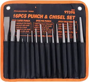 16- Punch and Chisel Set, Including Taper Punch, Cold Chisels, Pin Punch, Center Punch
