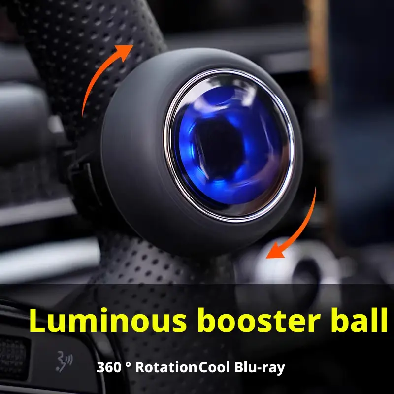 Car Steering Wheel Booster Ball, Universal Bearing Spinner Knob, 360° Rotation Power-Saving Turning Handle Holder Kit for Travel Use