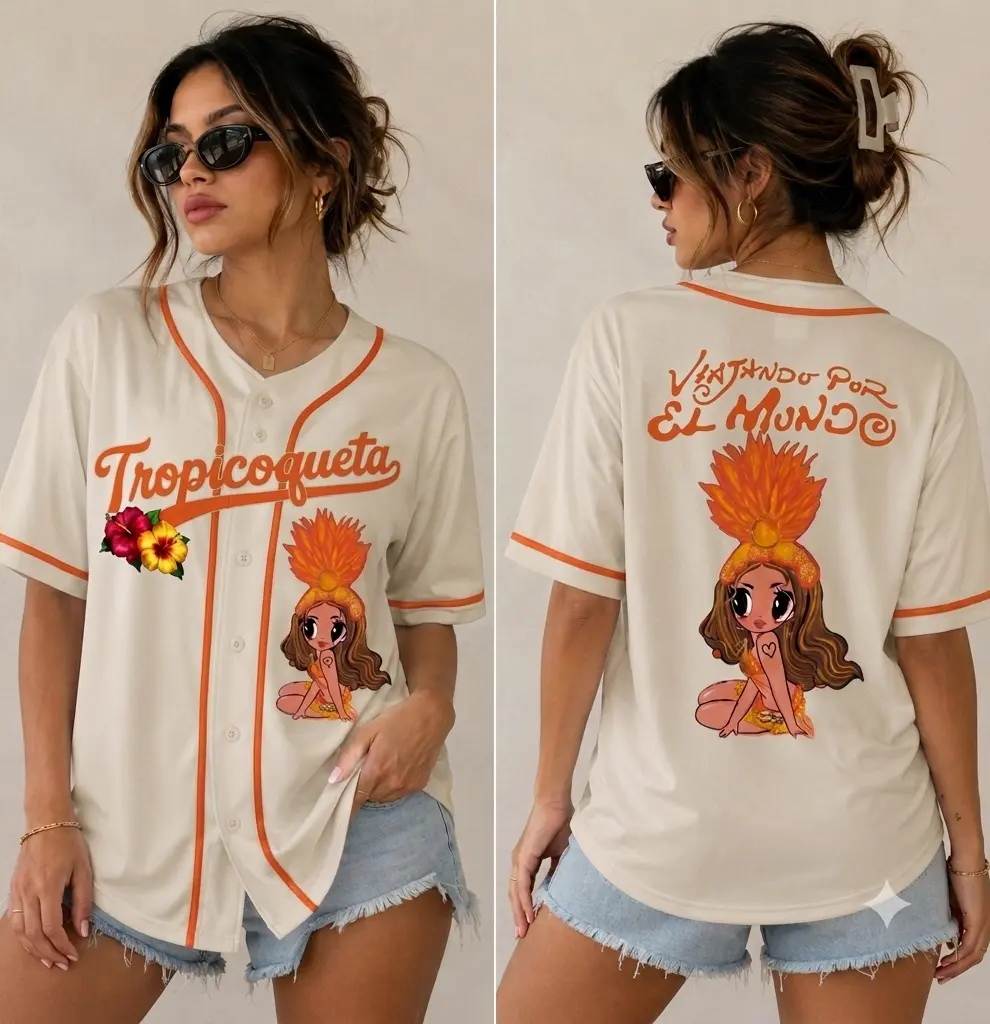 Tropitour Jersey For Both Women Men, 2026 Trend, Begi  KKroI Jersey, Viajando Por El Mundo Tour Inspired Baseball Jersey, Tropicoqueta Shirt, Latin Concert Outfit
