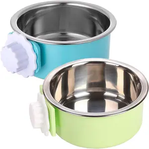 2 Pack Hanging Stainless Steel Pet Bowls – Removable Crate Bowl for Dogs, Cats, Rabbits, Guinea Pigs, Ferrets – Coop Cup for Kennel & Cage, Food & Water Feeder