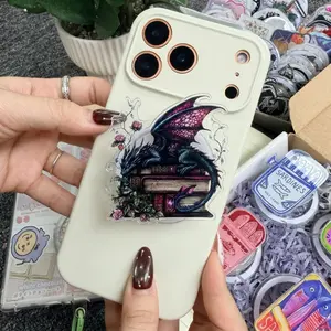 Fantasy Dragon on Books Phone Grip, Dark Aesthetic Magnetic Pop Holder, Trendy Phone Accessory for Teens & Book Lovers
