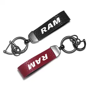 Car Keychain, for RAM Car Keychain, Minimalist Design PU Leather Key Ring, Automotive Interior Accessories, Car Key Circle Ornament, In-Car Decoration, Car Key Case