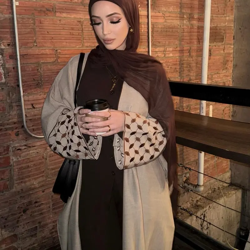 Women's Embroidery Abaya, Modest Casual Long Sleeve Abaya for Daily Wear, Ladies Elegant Islamic Clothing for All Seasons, Muslim Clothing
